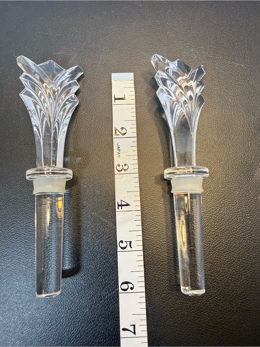 Clear Glass Decorative Bottle Stoppers - Pair